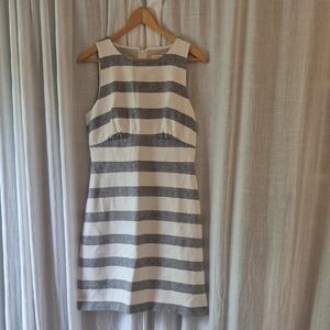 J. CREW Striped Gray and White Sleeveless Dress